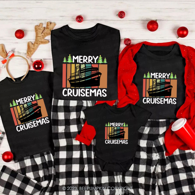 Cruise ship to Christmas Family Matching Tees Beepumpkin
