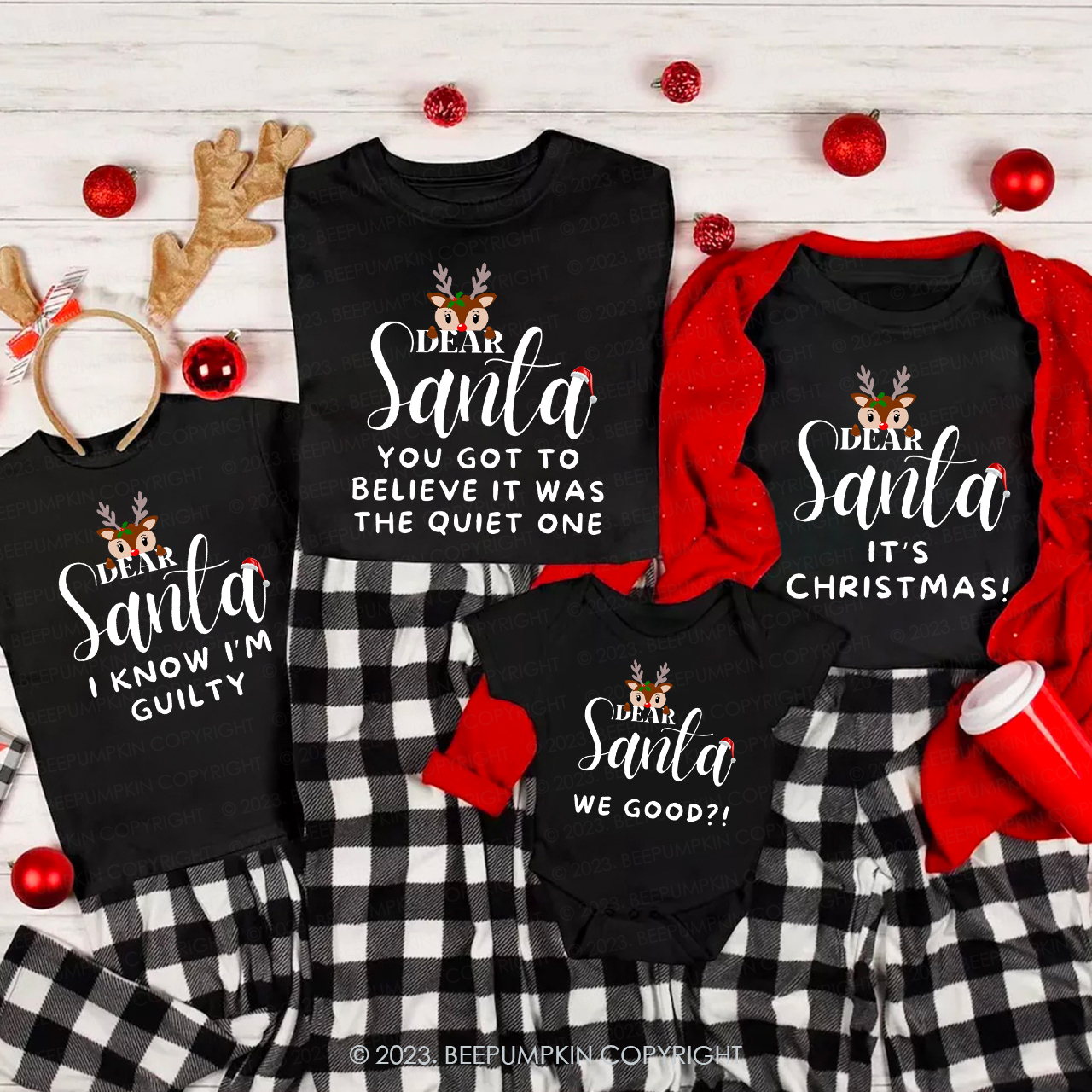 Dear Santa We Good for Everthing Family Christmas Matching Tees Beepumpkin