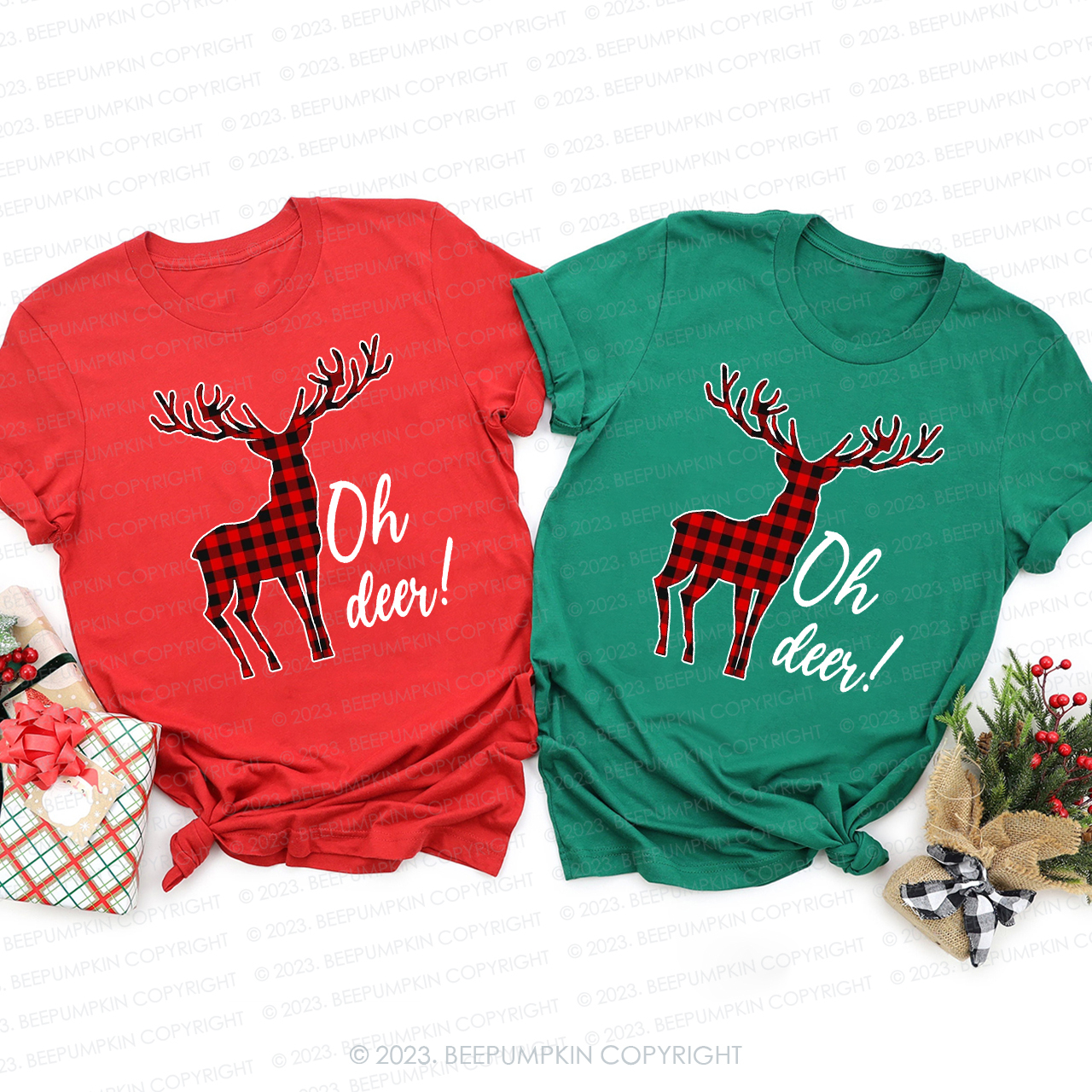 Oh Deer Funny Christmas Family Matching Tees Beepumpkin