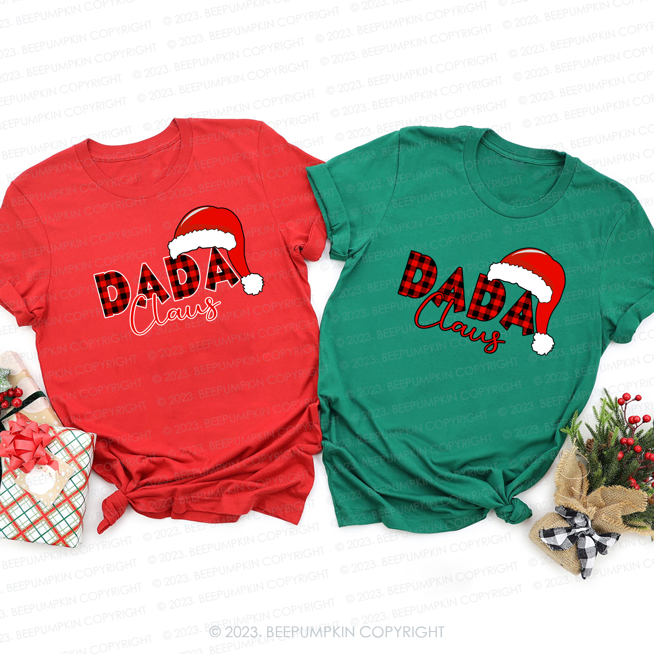 Personalized Plaid Claus Matching Family T-Shirt