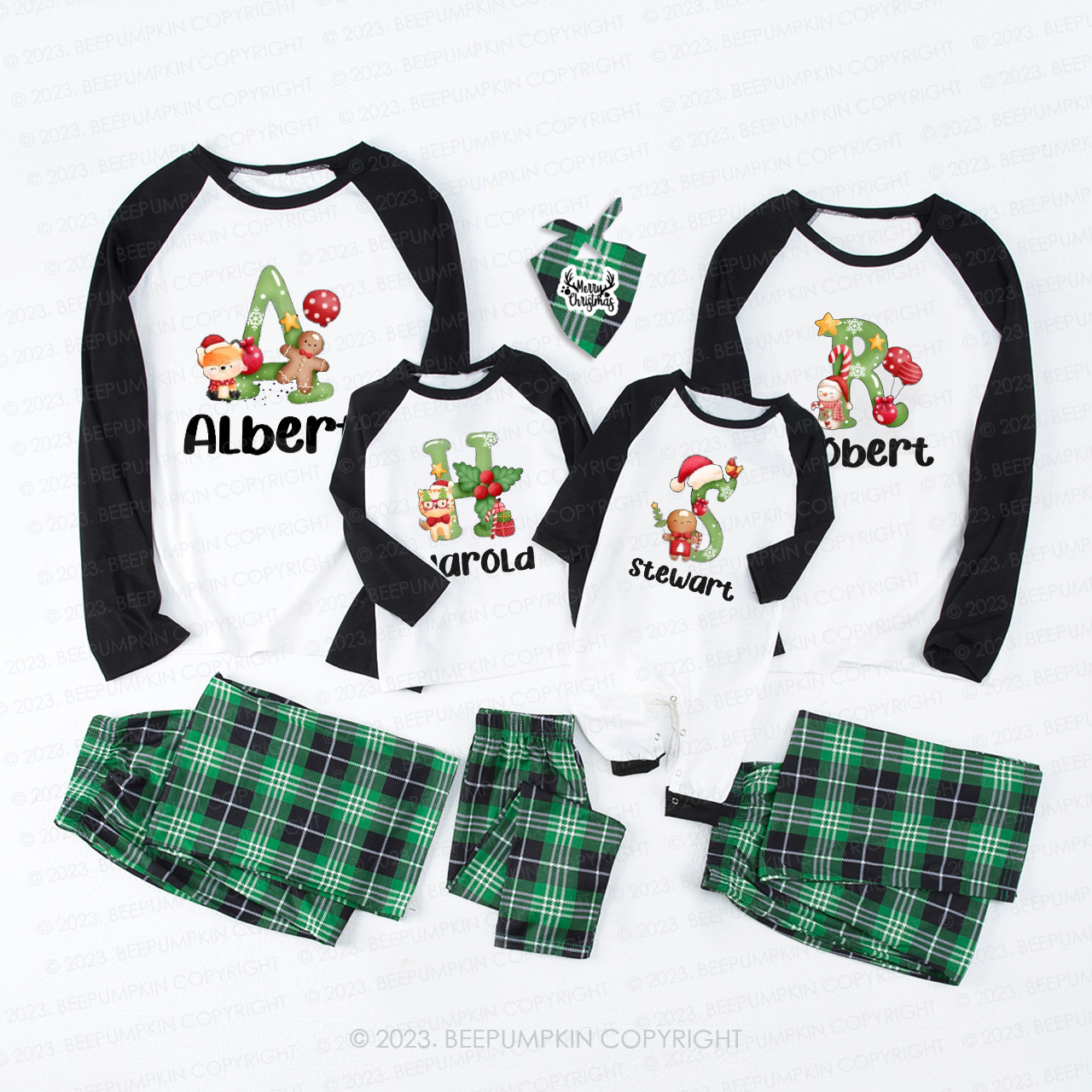 Personalized Happy Life of Cute Christmas Dolls Matching Family Pajamas