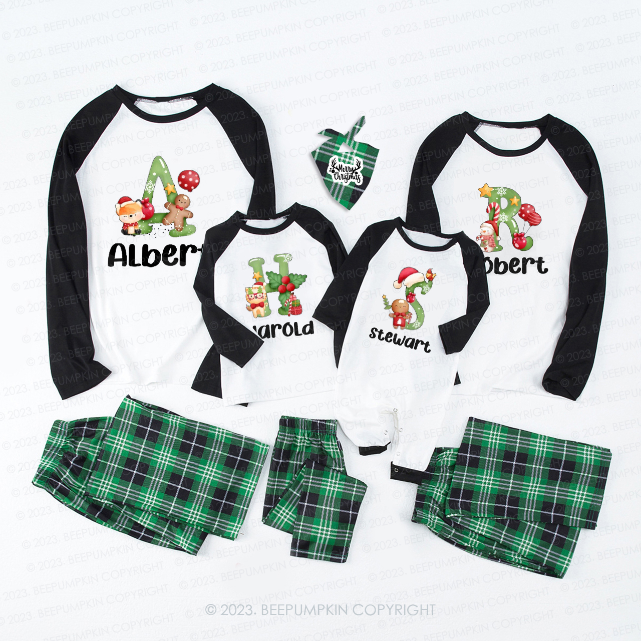 Personalized Happy Life of Cute Christmas Dolls Matching Family Pajamas