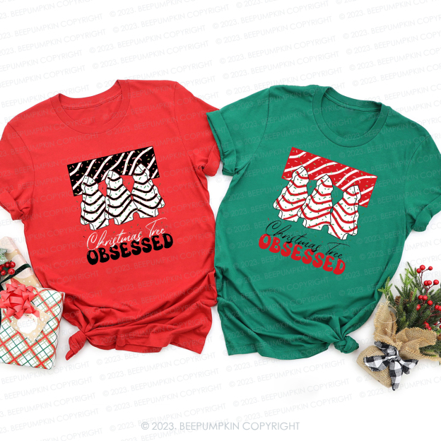 Christmas Tree Junkie Obsessed Retro Matching Shirt