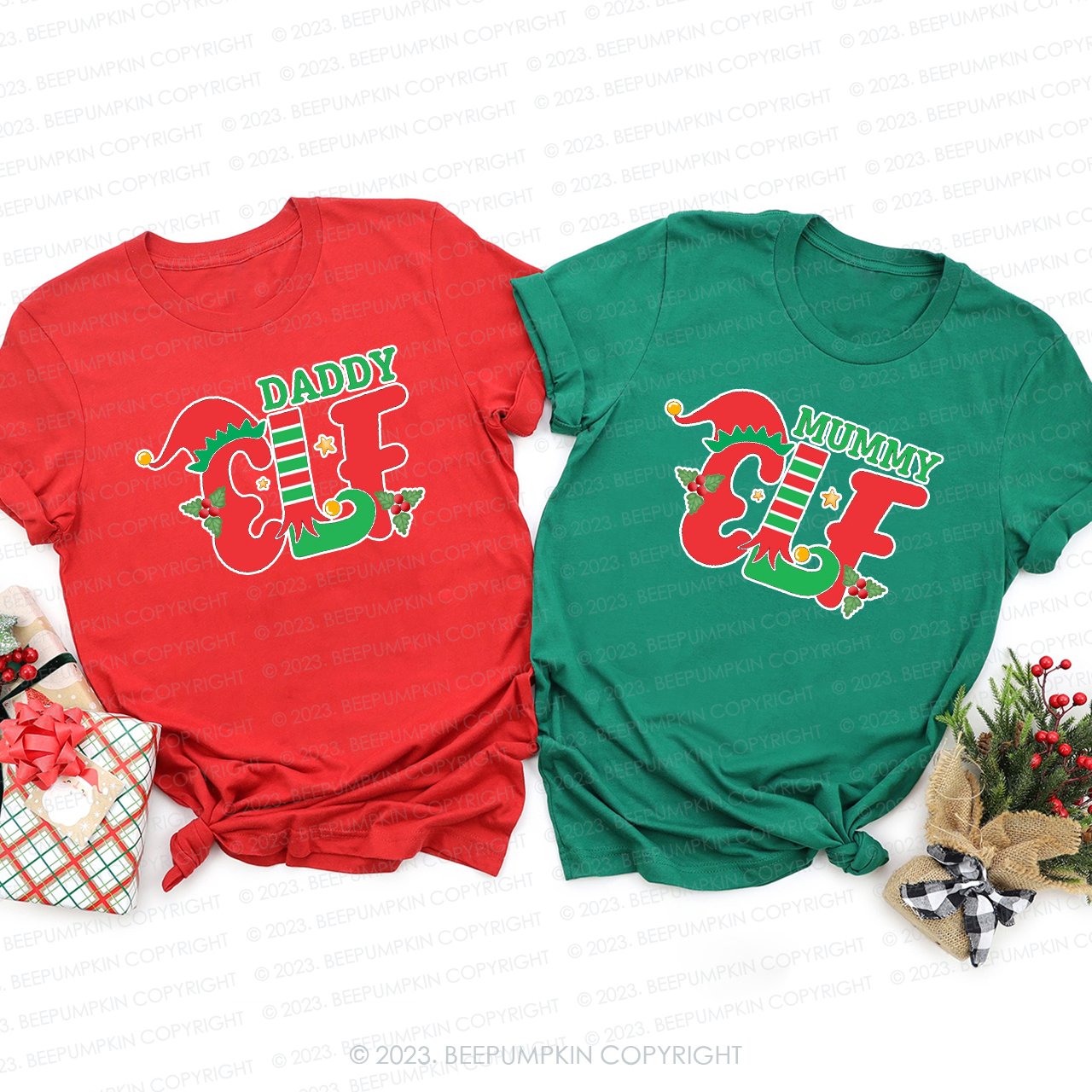 Personalised Cute Elf Christmas  Eve Family Matching Shirts