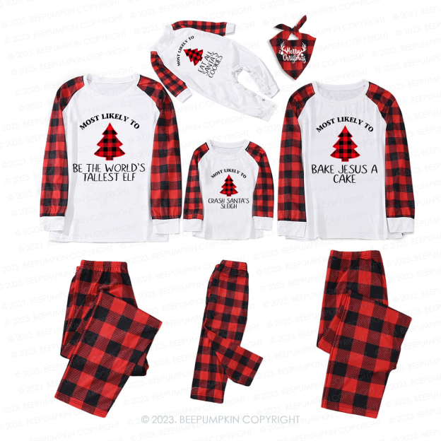 Buffalo Plaid Most Likely to, Funny Christmas Party Matching Pajamas