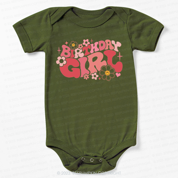 Pink Retro Birthday Bodysuit For Baby