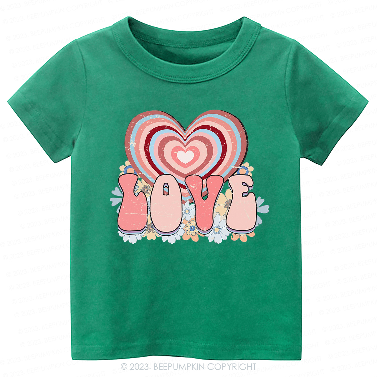 Retro Love Heart Valentines Day -Toddler Tees