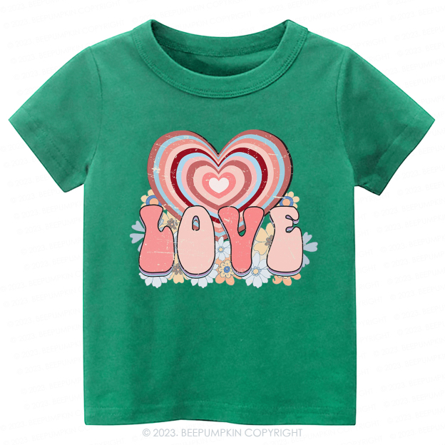 Retro Love Heart Valentines Day -Toddler Tees
