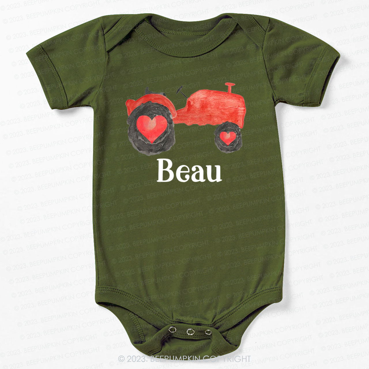 Personalized Valentine Tractor Bodysuit For Baby
