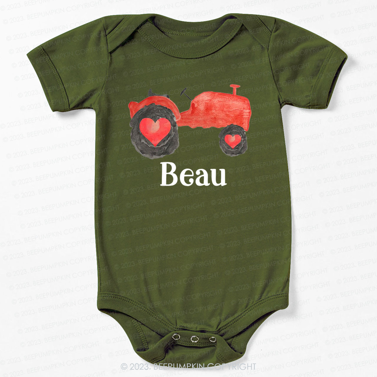 Personalized Valentine Tractor Bodysuit For Baby