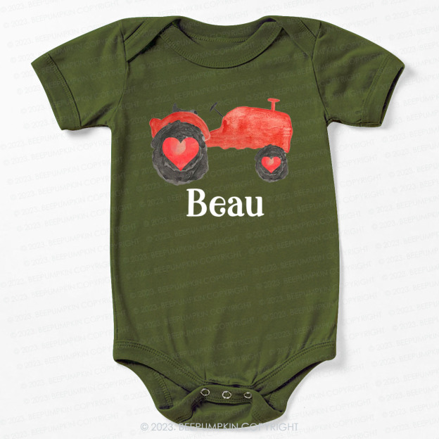 Personalized Valentine Tractor Bodysuit For Baby