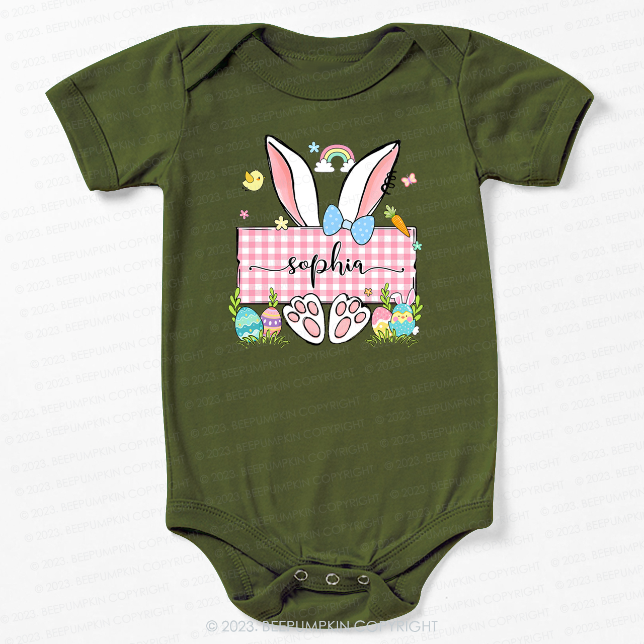 Personalized Name Easter Bunny Bodysuit For Baby