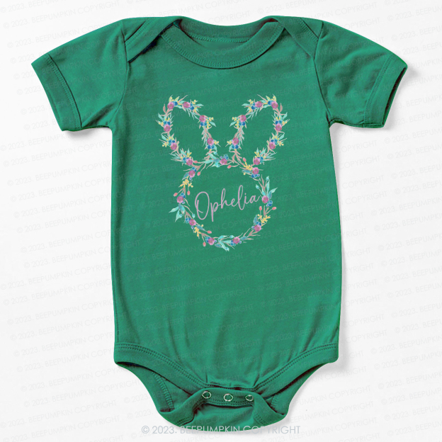 Floral Bunny Head Easter Bodysuit For Baby