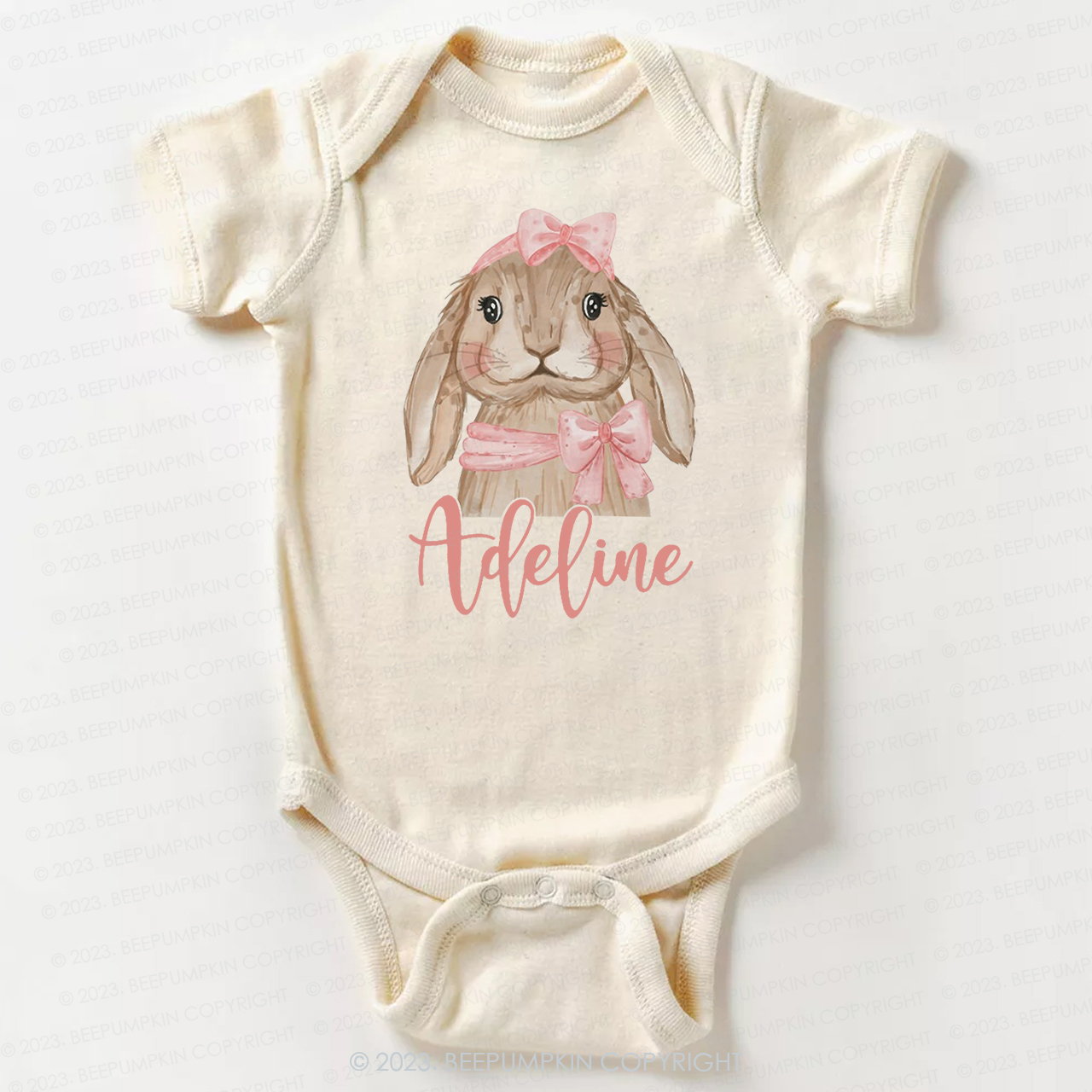 Easter Pink Bow Bunny Bodysuit For Baby