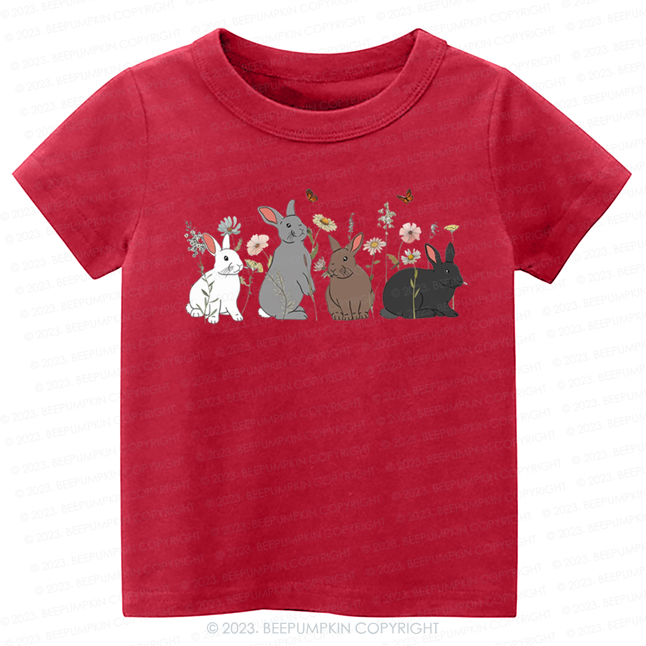 Floral Butterfly Bunny Easter -Toddler Tees