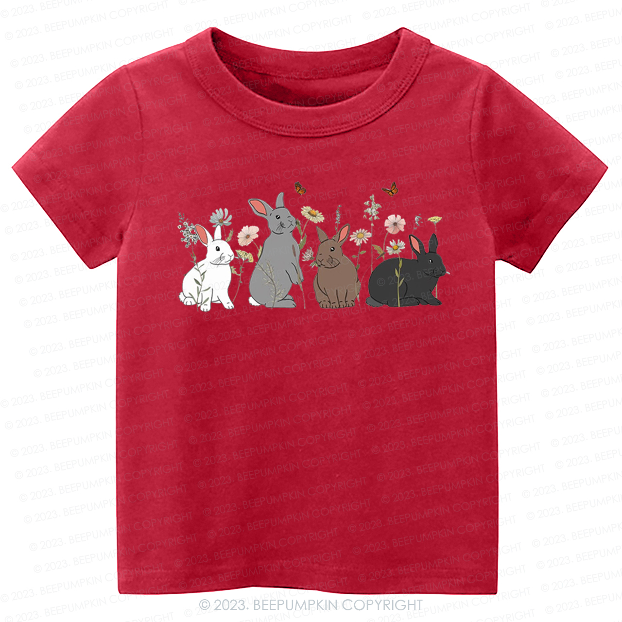 Floral Butterfly Bunny Easter -Toddler Tees