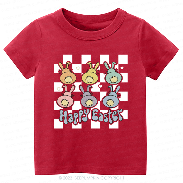 Happy Easter Checkered Bunnies-Toddler Tees