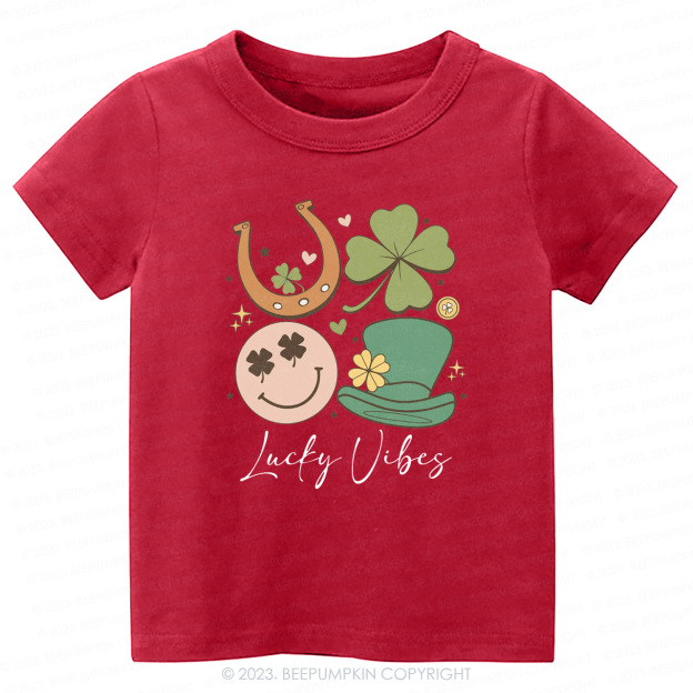 Lucky Vibes St.Patricks Day-Toddler&Kids Tees