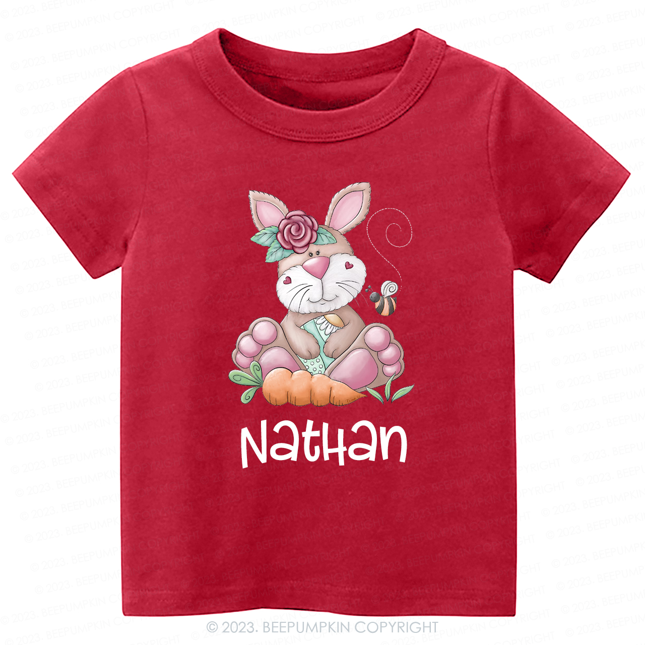 Personalized Spring Happy Bunny Easter Toddler Tees
