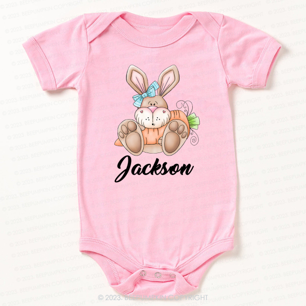 Spring Bunny Rabbit with Carrot Easter Bodysuit For Baby