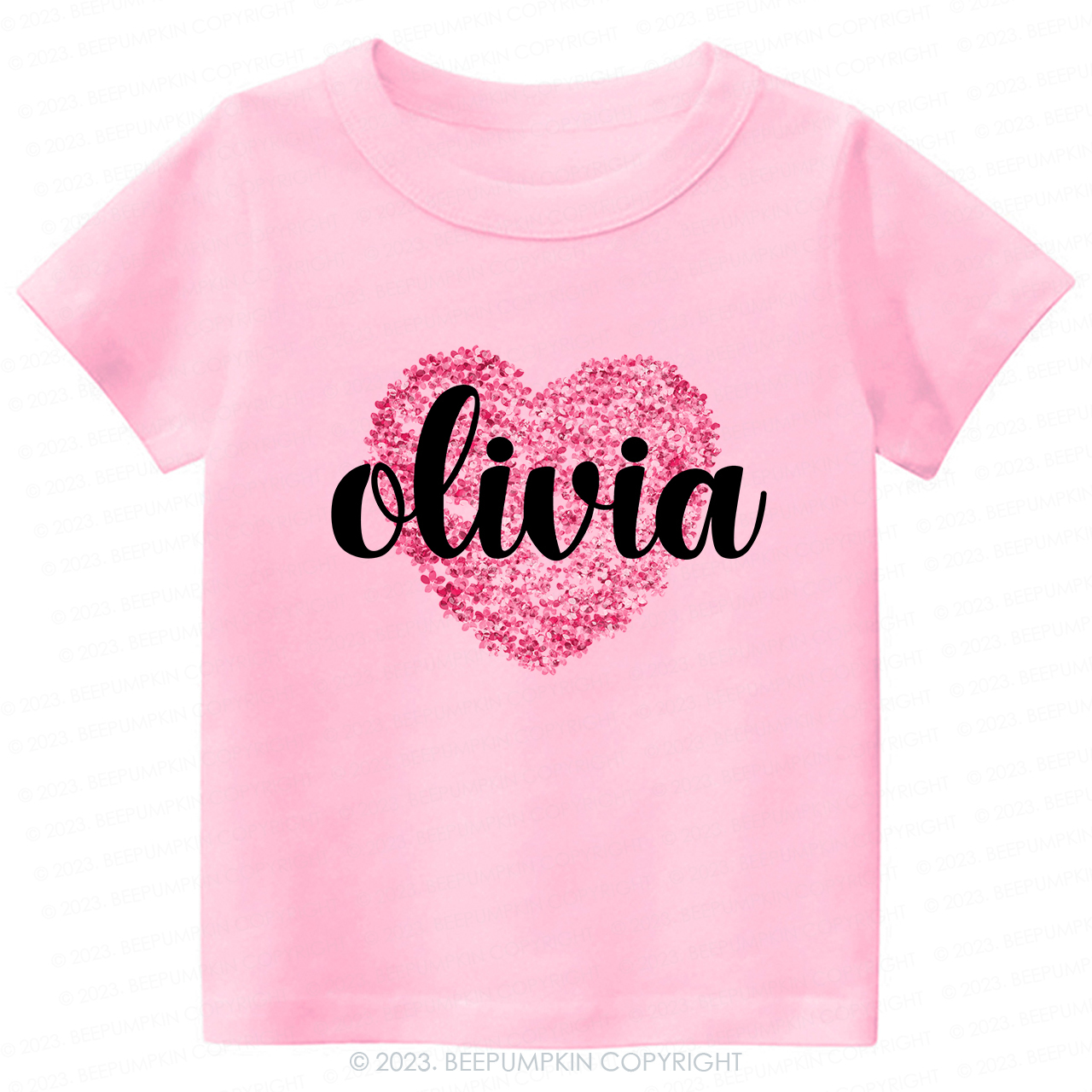 Personalized Floral Valentines Day Kids Tees