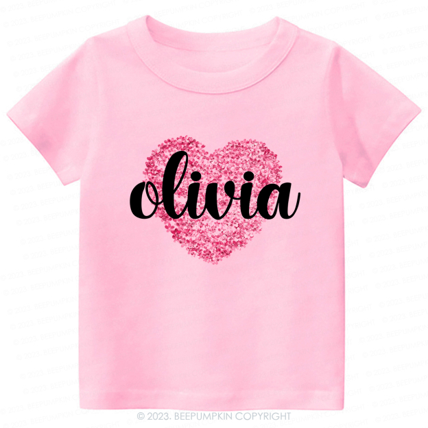 Personalized Floral Valentines Day Kids Tees