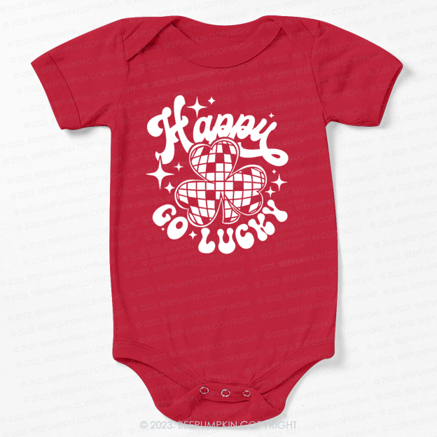 Checkerboard Happy Go Lucky St.Patricks Day Bodysuit For Baby