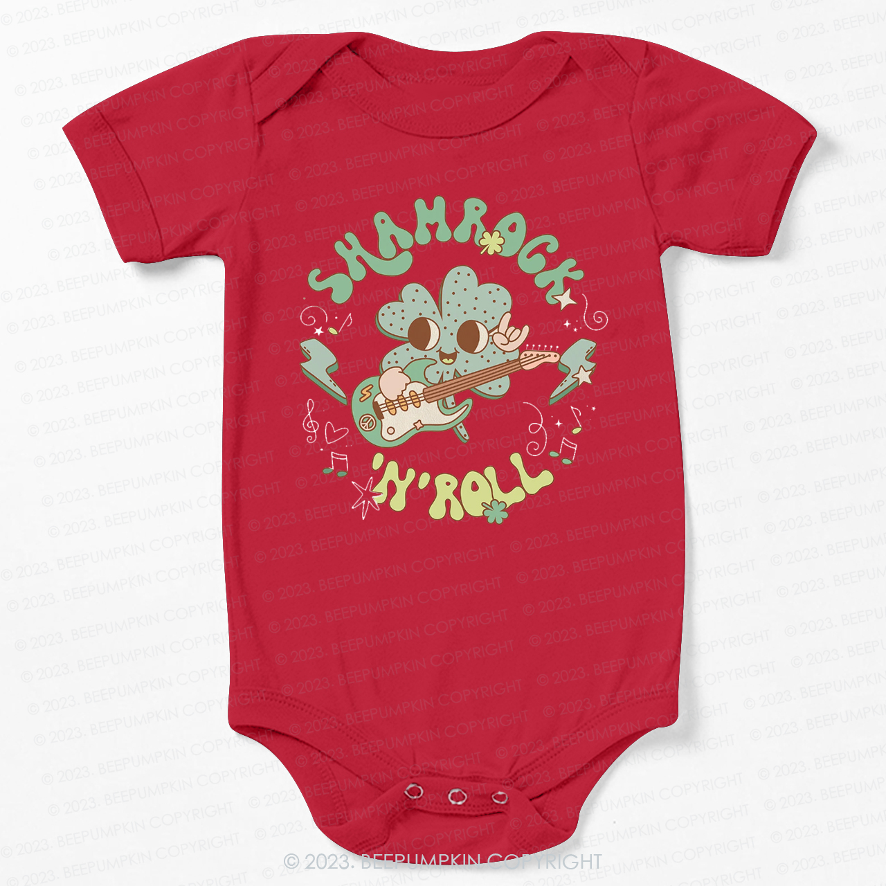 Shamrock N' Roll St.Patricks Day Bodysuit For Baby