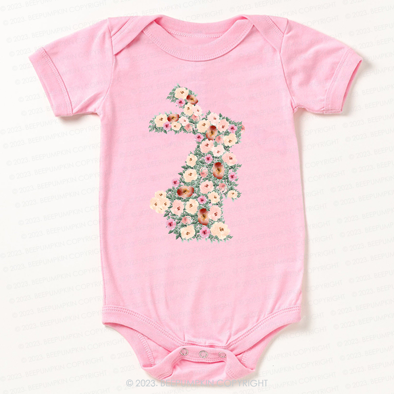Spring Floral Bunny Easter Bodysuit For Baby