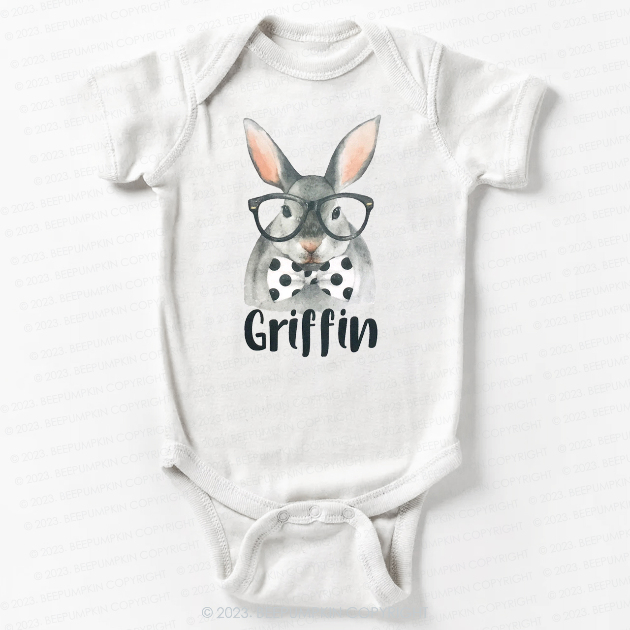 Personalized Easter Raglan Hipster Bunny Bodysuit For Baby