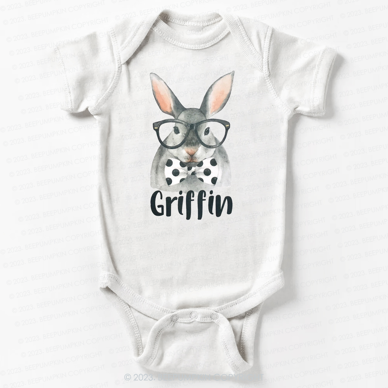 Personalized Easter Raglan Hipster Bunny Bodysuit For Baby