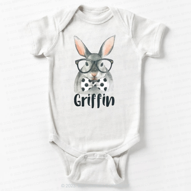 Personalized Easter Raglan Hipster Bunny Bodysuit For Baby