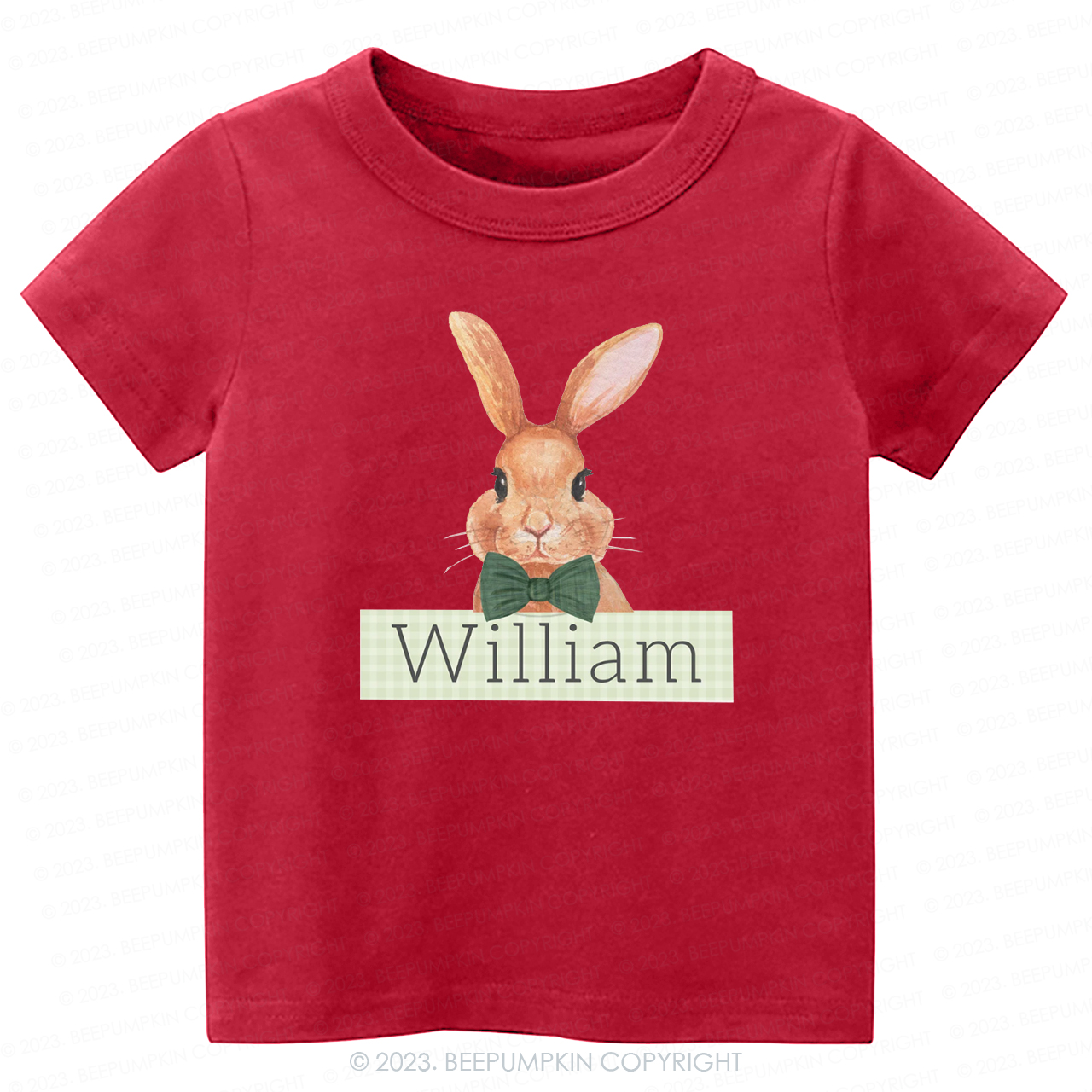 Easter Bunny Green Gingham Name -Toddler Tees