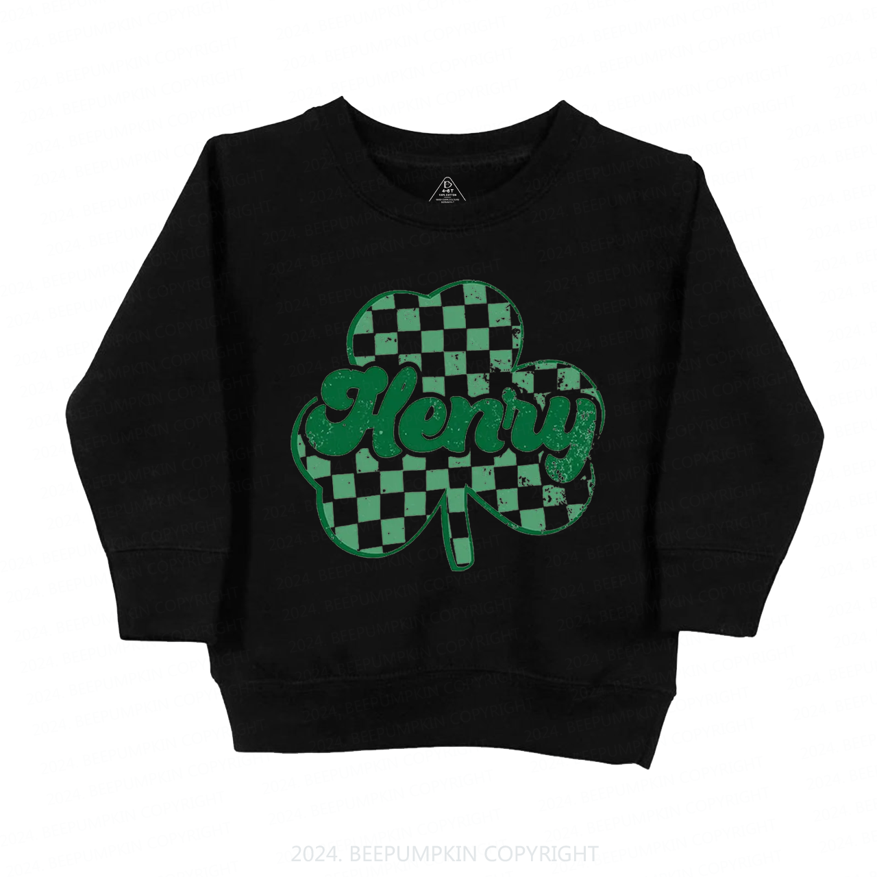 Clover Leaf With Name St.Patricks Day Kids Sweatshirt