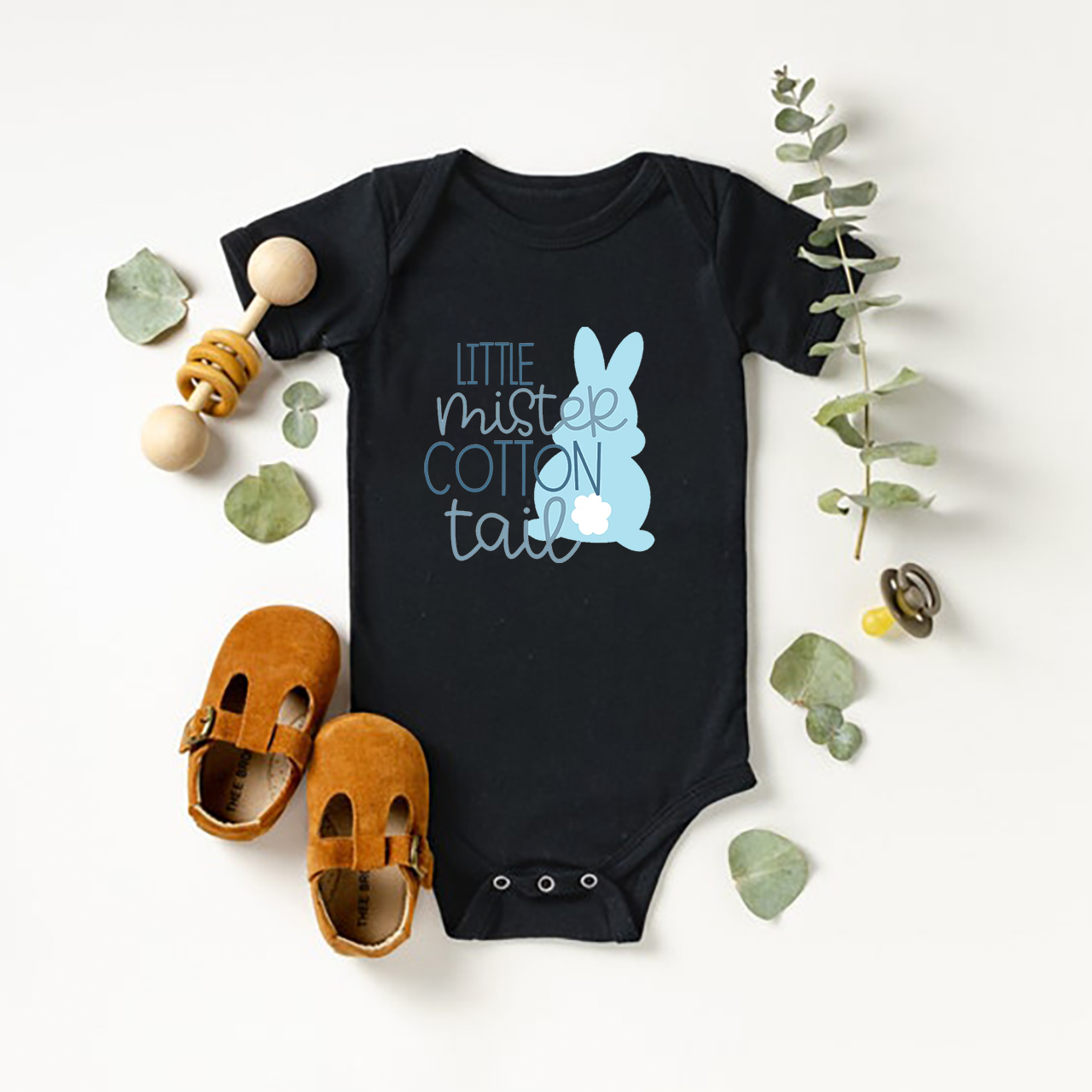 Little Mister Cotton Tail Easter Bunny Baby Bodysuit