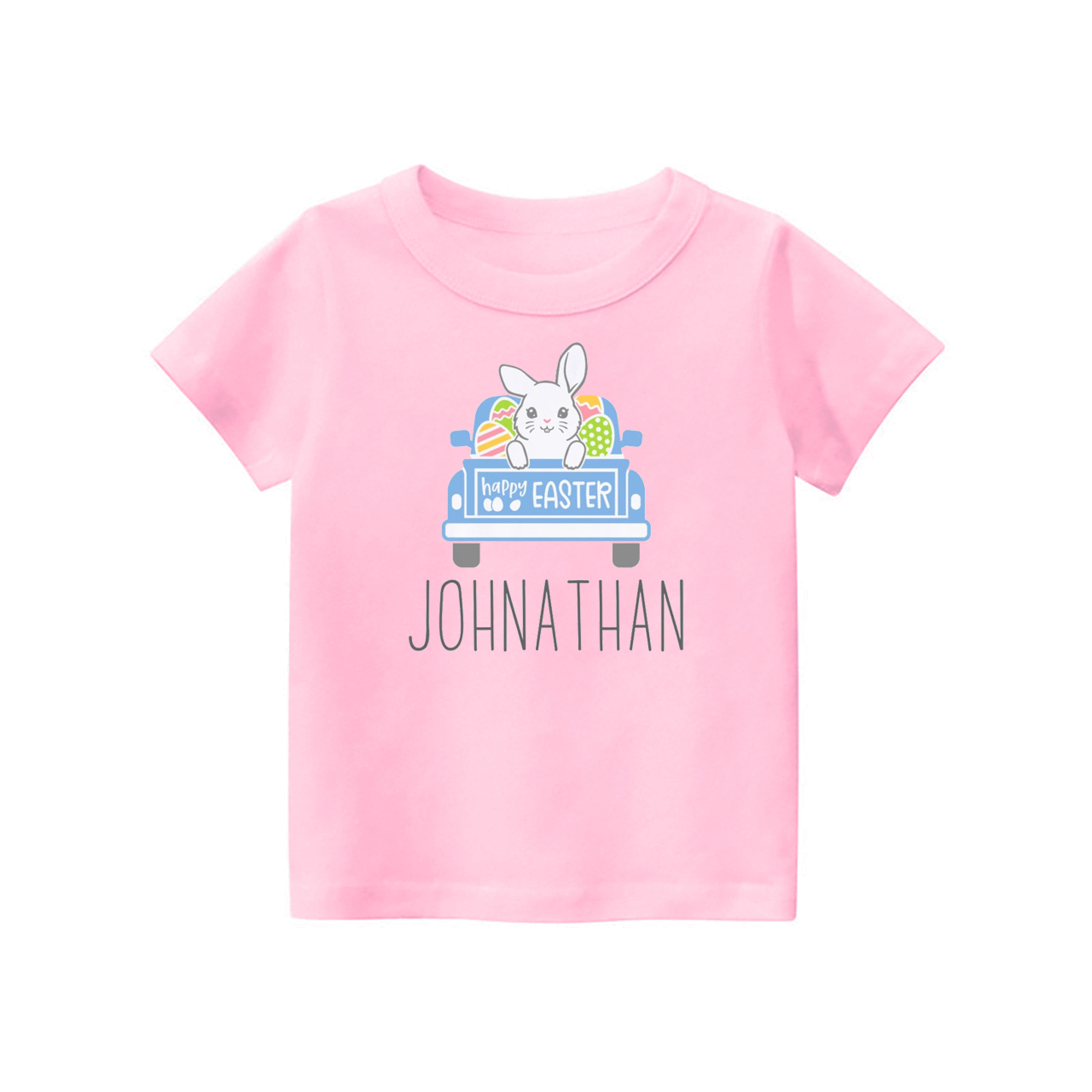 Personalized Easter Cute Bunny Truck Kids Shirt