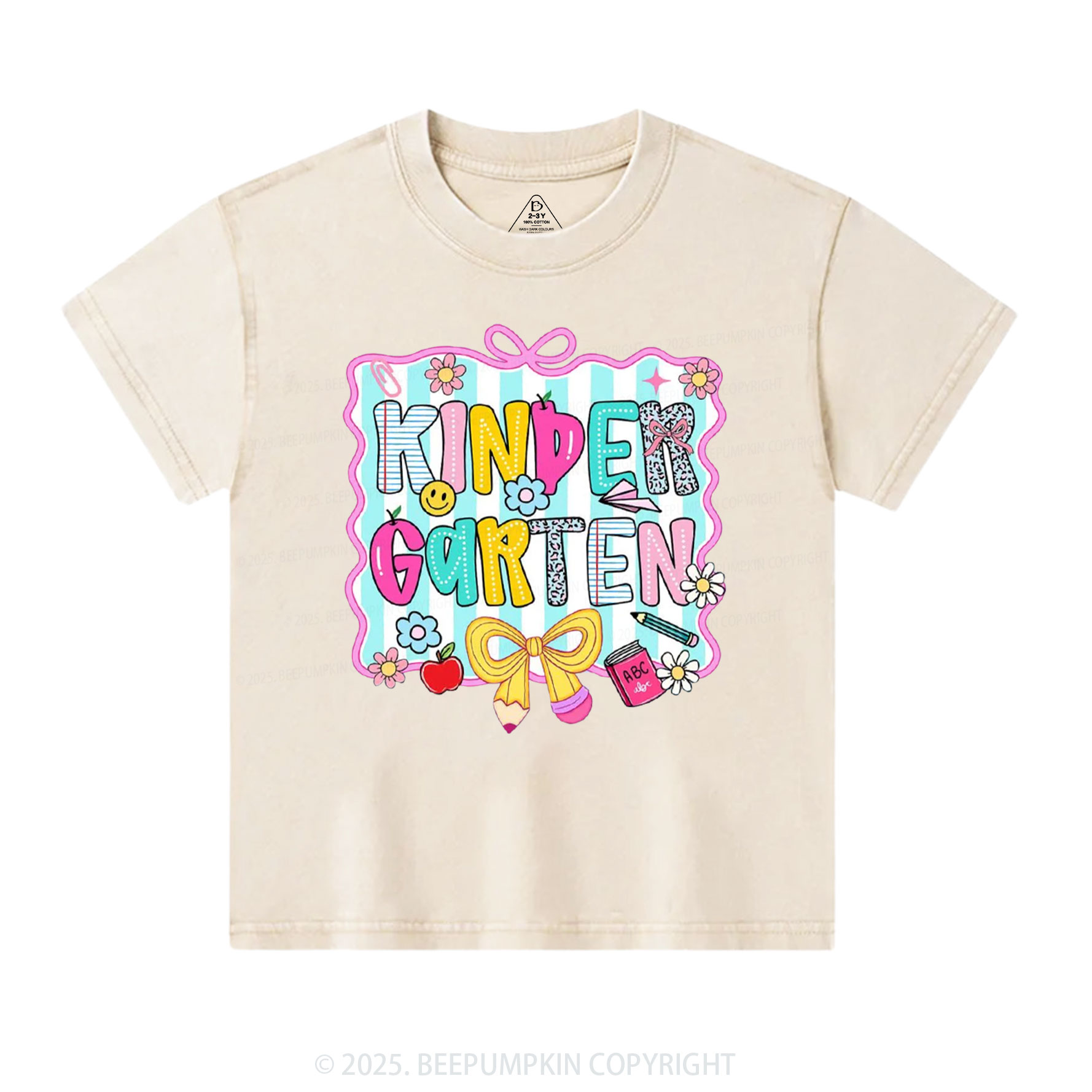 Personalized Happy School Vibes Toddler&Kids Washed Tees