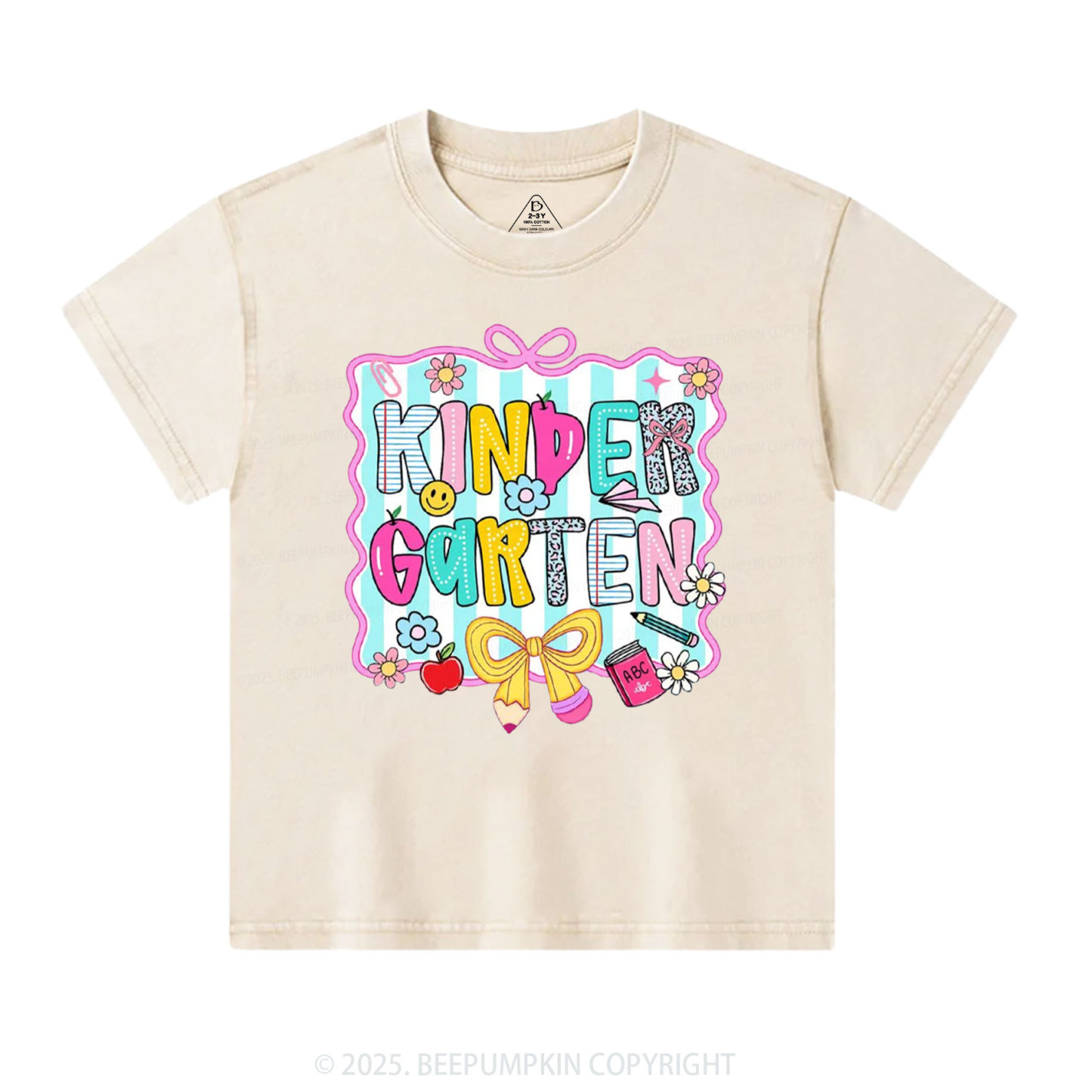 Personalized Happy School Vibes Toddler&Kids Washed Tees