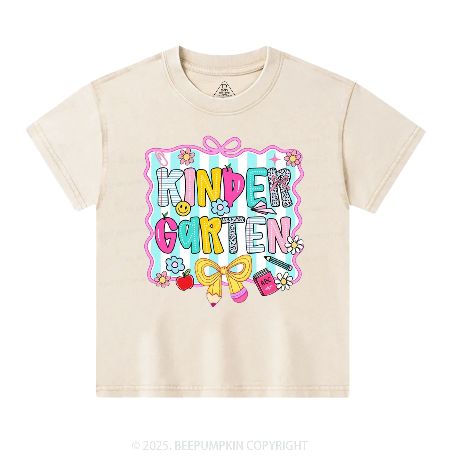 Personalized Happy School Vibes Toddler&Kids Washed Tees