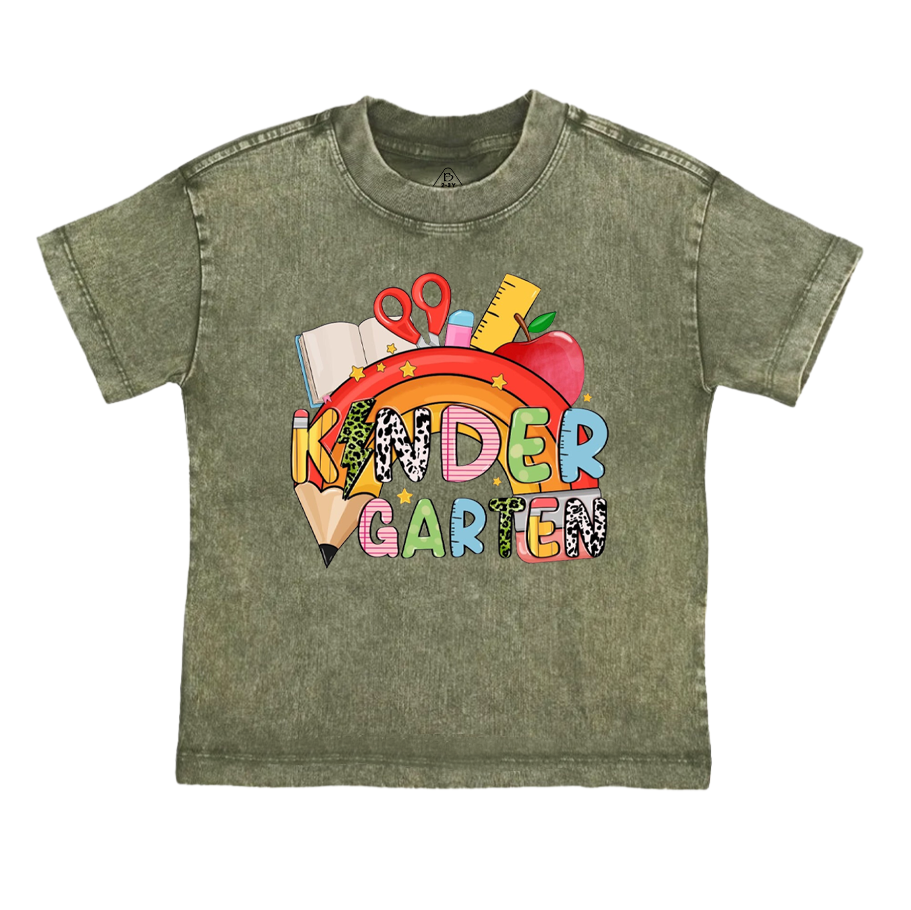 Personalized Rainbow Pencils Toddler&Kids Washed Tees