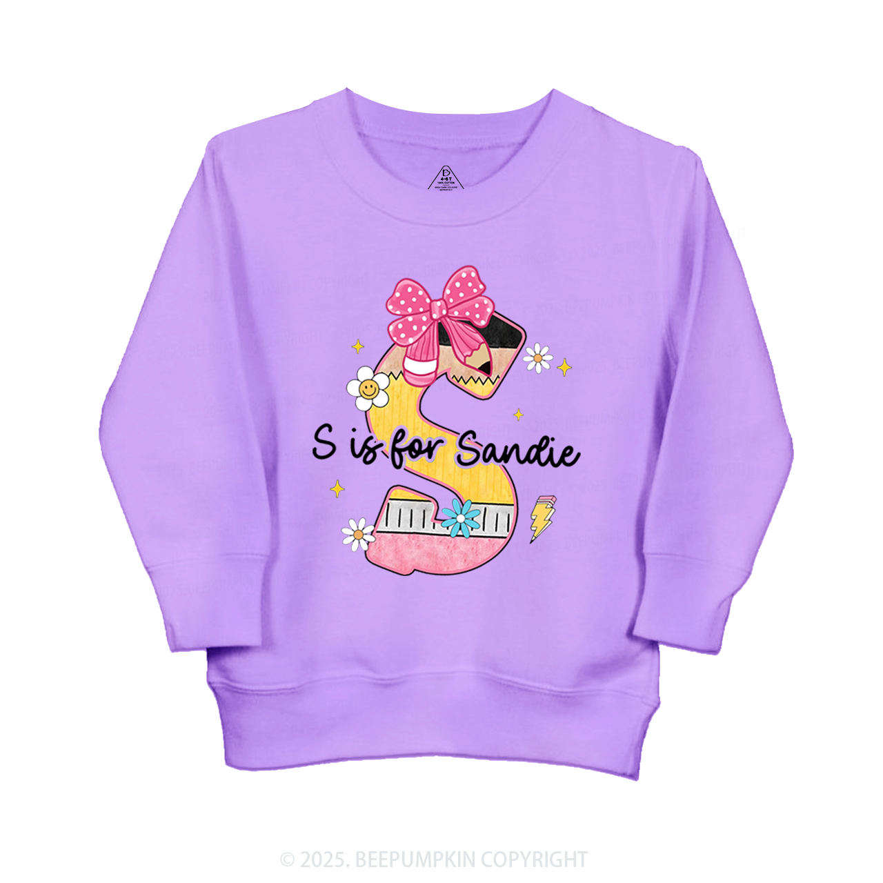 Personalized Pencil Bow Name Kid's Sweatshirt