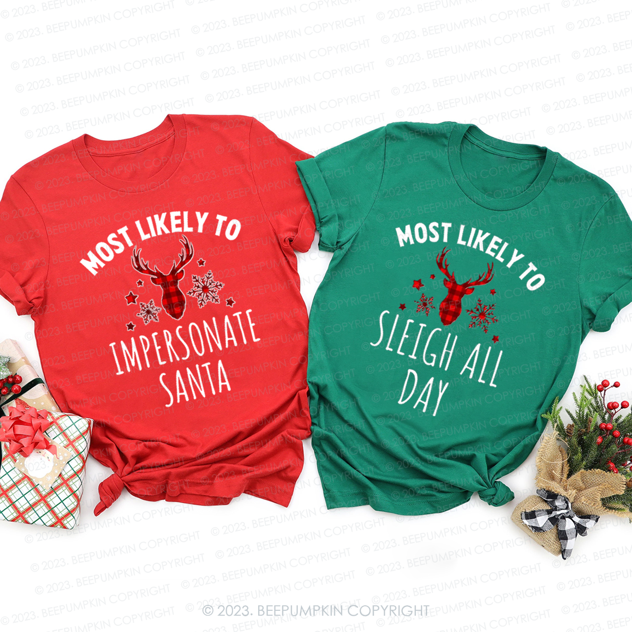 Most Likely To Elk Family Group Christmas Matching Shirts
