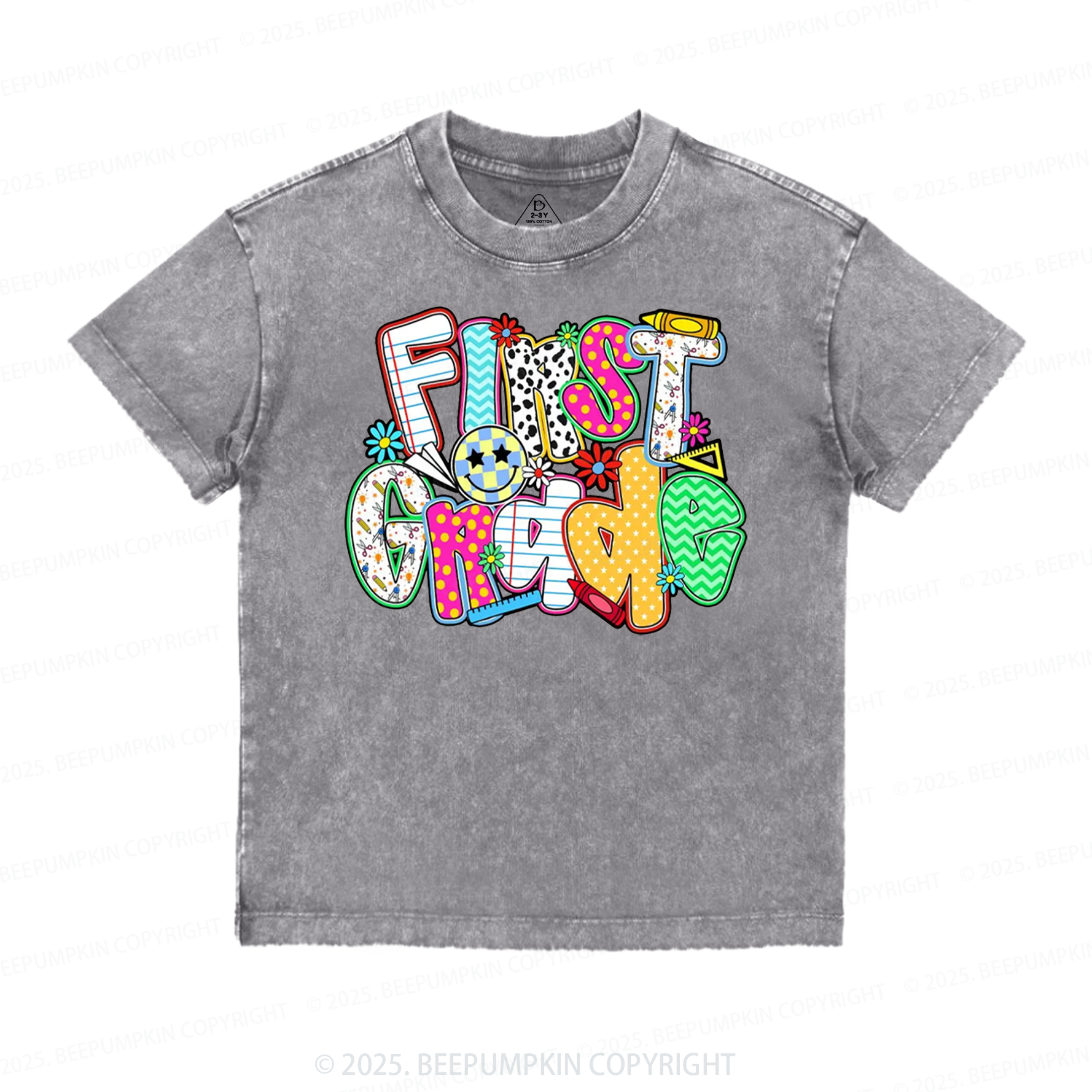 Personalized Colorful Grade Toddler&Kids Washed Tees