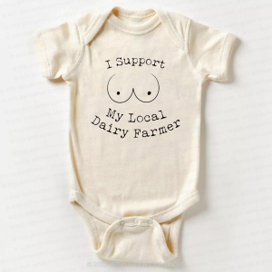 Image of I Support My Local Dairy Farmer Bodysuit For Baby 7