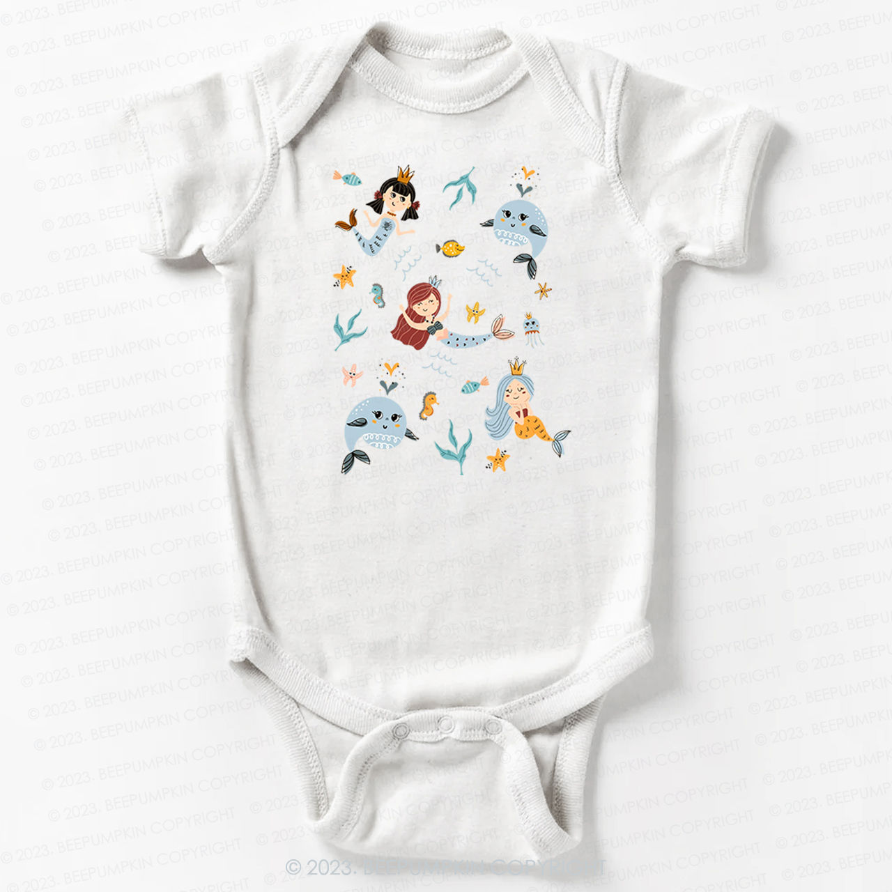 Cute Mermaid  Girl Beach Bodysuit For Baby