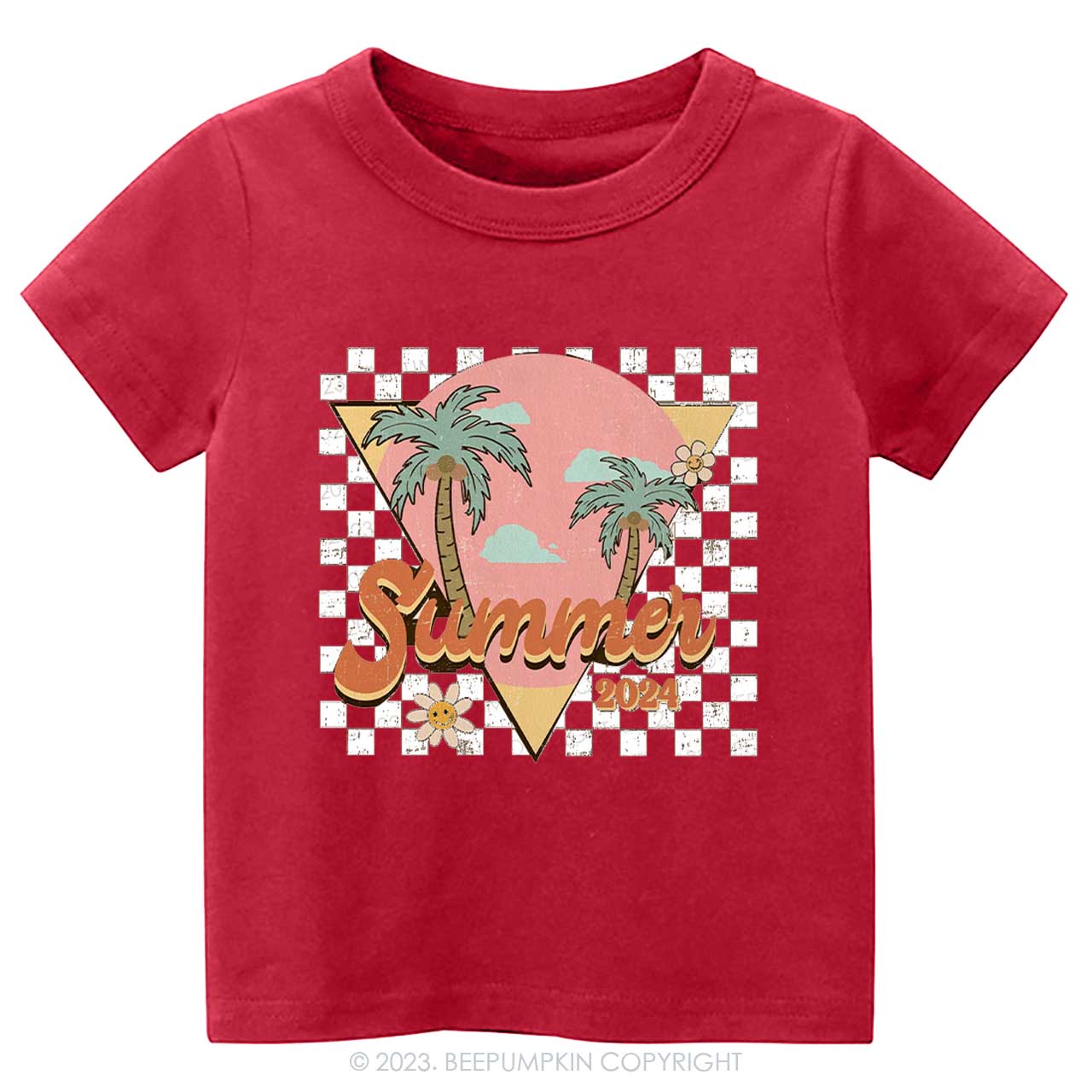 Retro Summer 2024 Palm Tree Kids Shirt