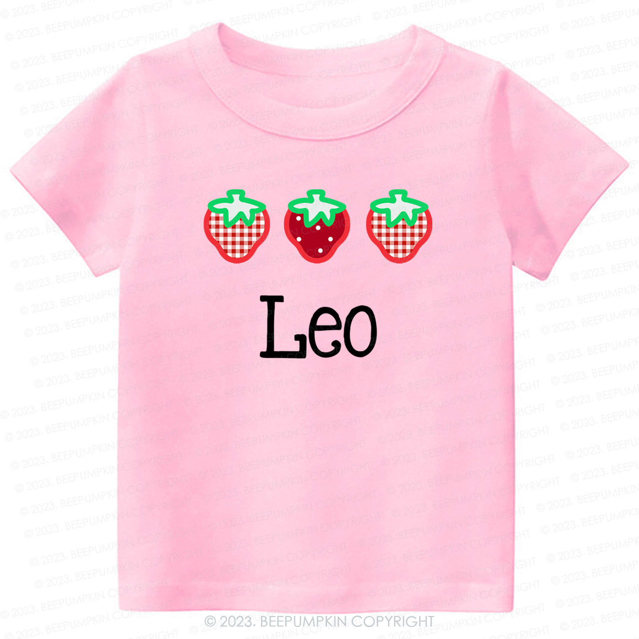 Strawberry Picking Applique Shirt For Kids