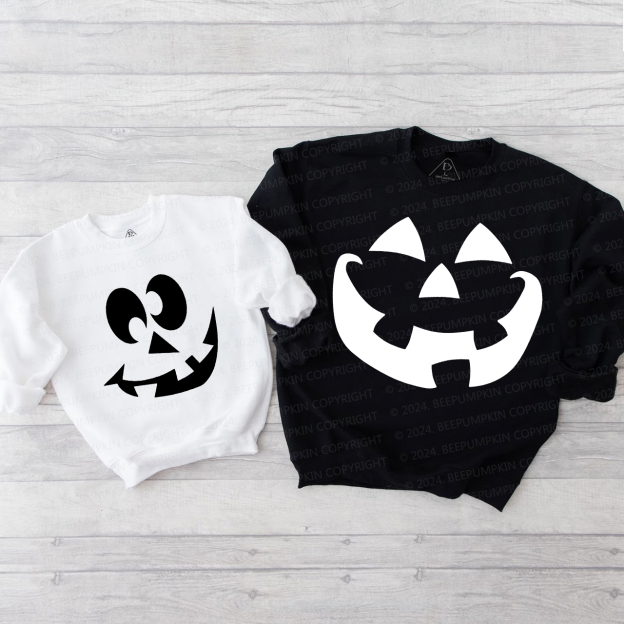  Halloween Pumpkin Face Family Matching Sweatshirt