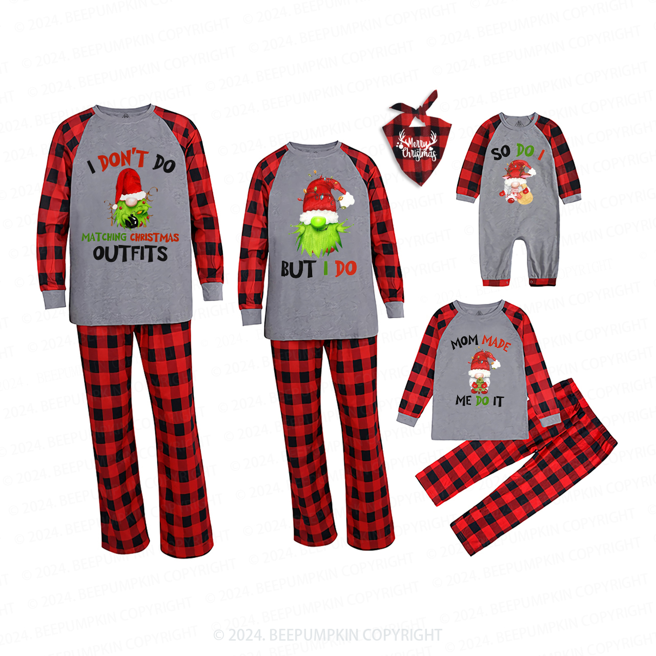 Funny I Don't Do Matching Christmas Gnomes Family Matching Pajamas