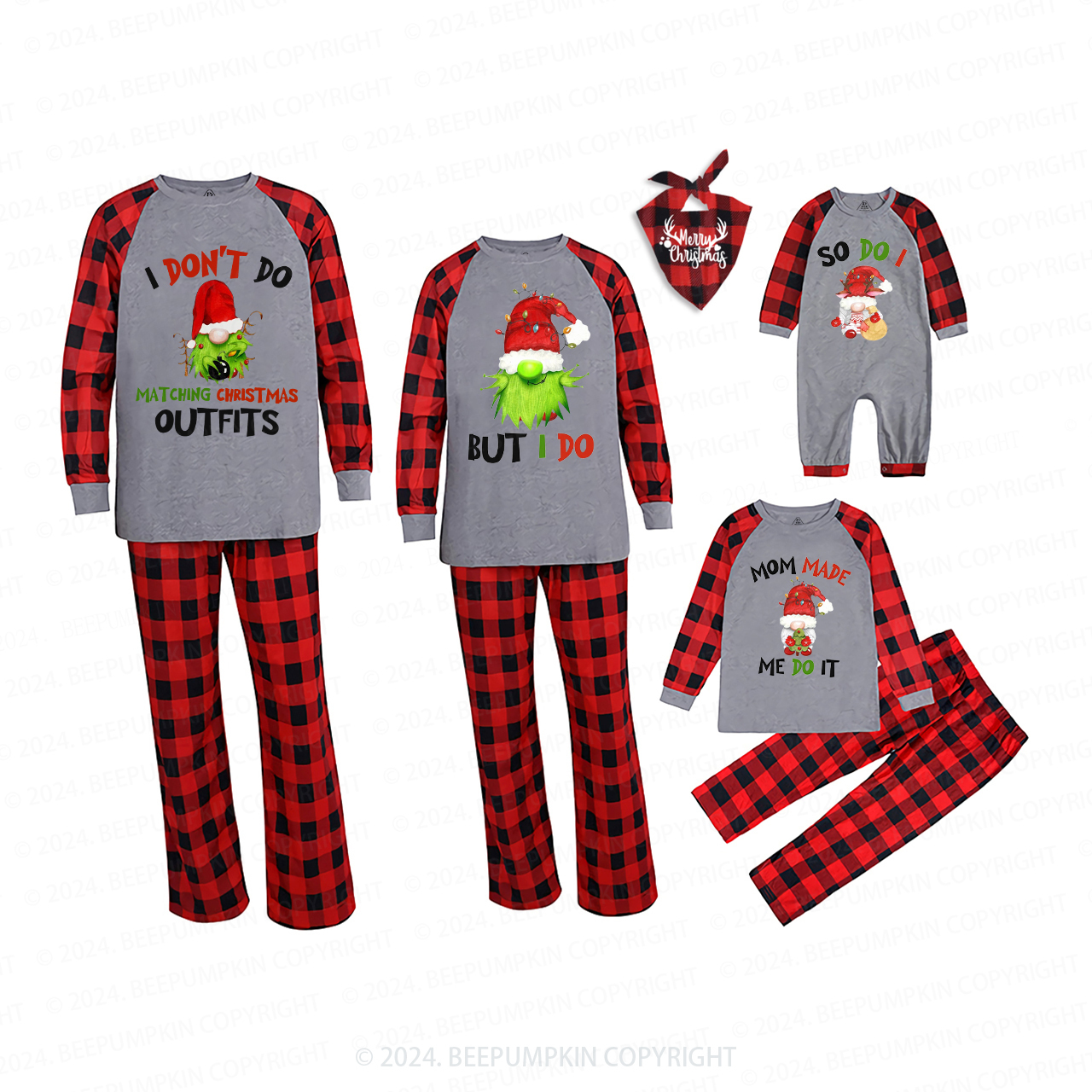 Funny I Don't Do Matching Christmas Gnomes Family Matching Pajamas